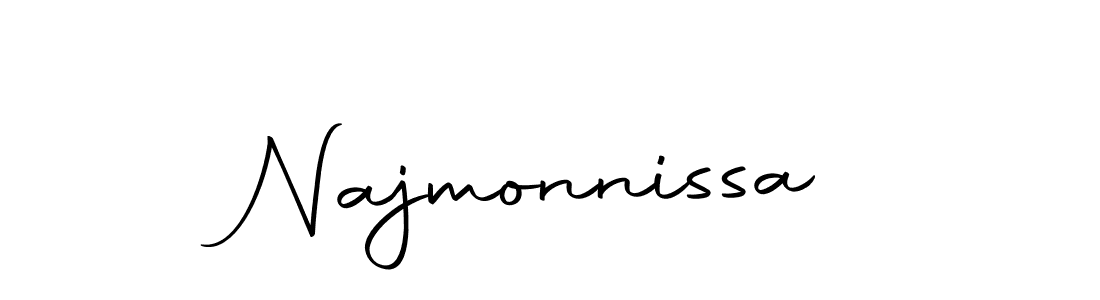 Design your own signature with our free online signature maker. With this signature software, you can create a handwritten (Autography-DOLnW) signature for name Najmonnissa. Najmonnissa signature style 10 images and pictures png
