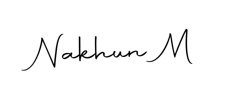 Make a beautiful signature design for name Nakhun M. With this signature (Autography-DOLnW) style, you can create a handwritten signature for free. Nakhun M signature style 10 images and pictures png