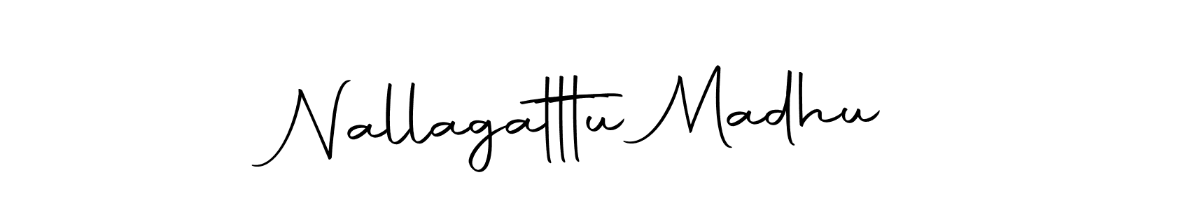 Create a beautiful signature design for name Nallagatttu Madhu. With this signature (Autography-DOLnW) fonts, you can make a handwritten signature for free. Nallagatttu Madhu signature style 10 images and pictures png