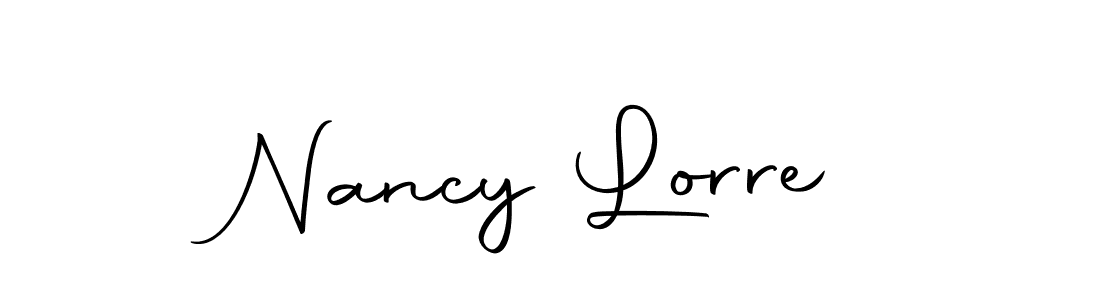 How to make Nancy Lorre name signature. Use Autography-DOLnW style for creating short signs online. This is the latest handwritten sign. Nancy Lorre signature style 10 images and pictures png