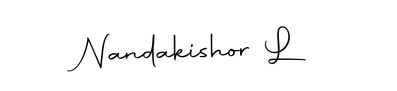 Make a beautiful signature design for name Nandakishor L. With this signature (Autography-DOLnW) style, you can create a handwritten signature for free. Nandakishor L signature style 10 images and pictures png