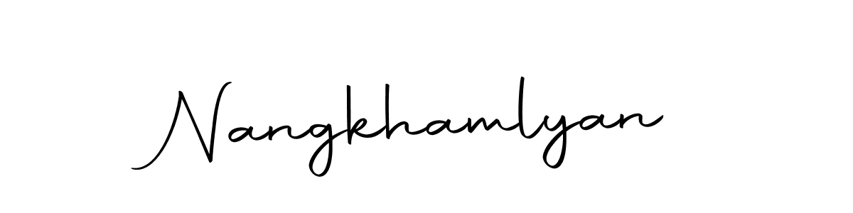Design your own signature with our free online signature maker. With this signature software, you can create a handwritten (Autography-DOLnW) signature for name Nangkhamlyan. Nangkhamlyan signature style 10 images and pictures png