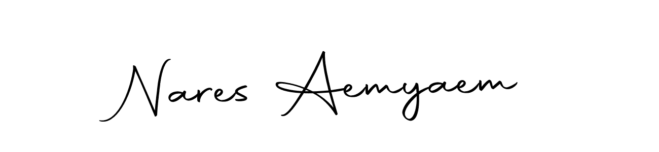 How to make Nares Aemyaem name signature. Use Autography-DOLnW style for creating short signs online. This is the latest handwritten sign. Nares Aemyaem signature style 10 images and pictures png