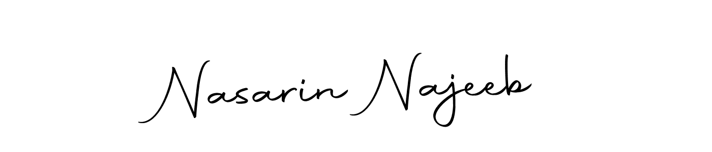 This is the best signature style for the Nasarin Najeeb name. Also you like these signature font (Autography-DOLnW). Mix name signature. Nasarin Najeeb signature style 10 images and pictures png