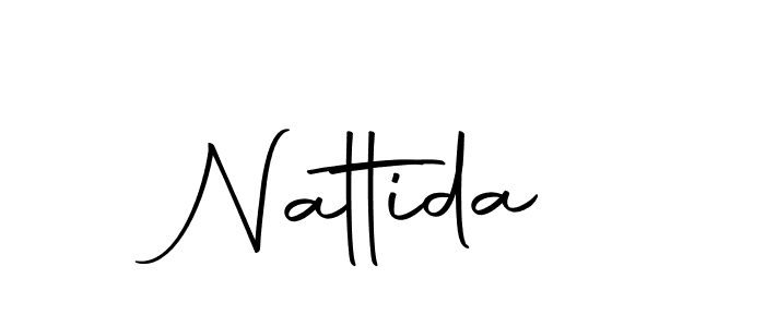 How to make Nattida name signature. Use Autography-DOLnW style for creating short signs online. This is the latest handwritten sign. Nattida signature style 10 images and pictures png