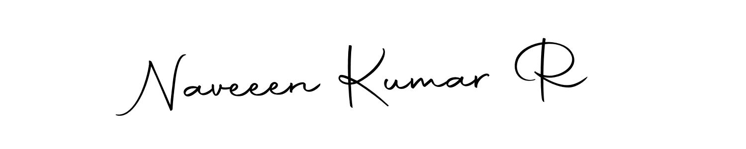 How to make Naveeen Kumar R name signature. Use Autography-DOLnW style for creating short signs online. This is the latest handwritten sign. Naveeen Kumar R signature style 10 images and pictures png