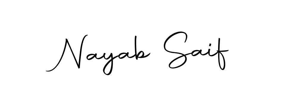 Design your own signature with our free online signature maker. With this signature software, you can create a handwritten (Autography-DOLnW) signature for name Nayab Saif. Nayab Saif signature style 10 images and pictures png