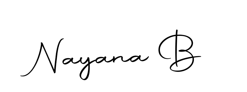 Design your own signature with our free online signature maker. With this signature software, you can create a handwritten (Autography-DOLnW) signature for name Nayana B. Nayana B signature style 10 images and pictures png
