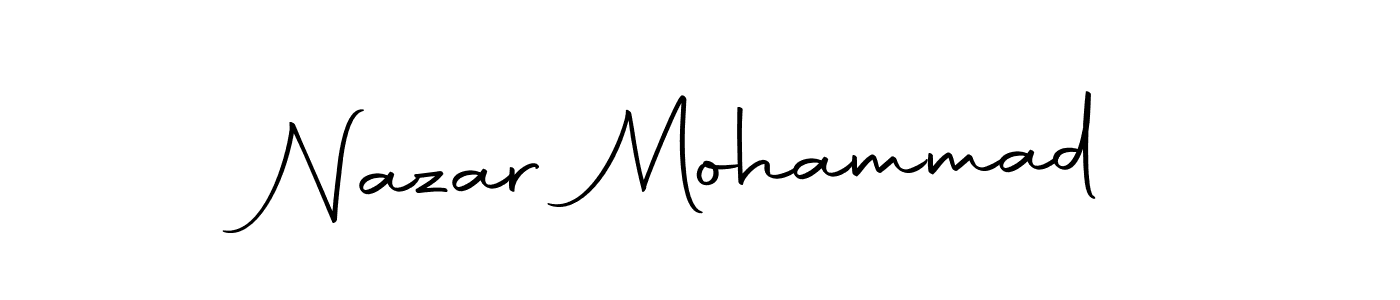 How to make Nazar Mohammad name signature. Use Autography-DOLnW style for creating short signs online. This is the latest handwritten sign. Nazar Mohammad signature style 10 images and pictures png