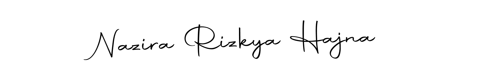 It looks lik you need a new signature style for name Nazira Rizkya Hajna. Design unique handwritten (Autography-DOLnW) signature with our free signature maker in just a few clicks. Nazira Rizkya Hajna signature style 10 images and pictures png