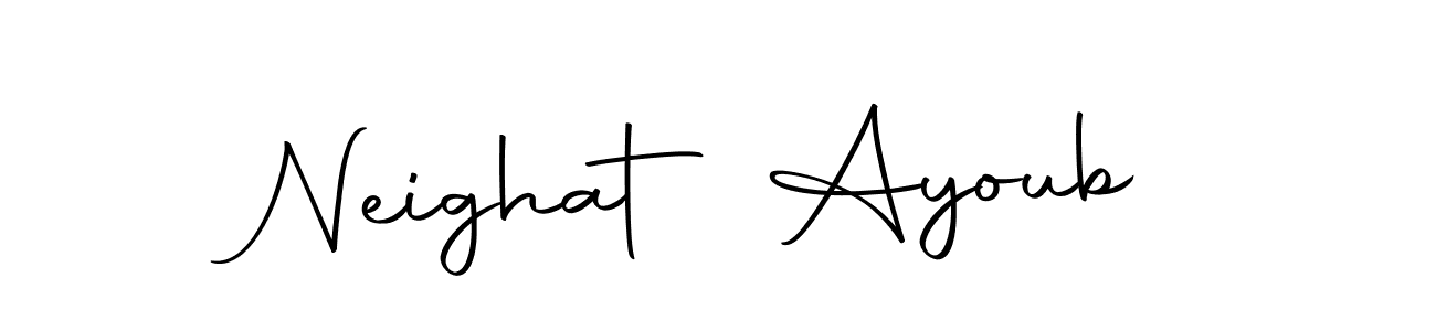 Neighat Ayoub stylish signature style. Best Handwritten Sign (Autography-DOLnW) for my name. Handwritten Signature Collection Ideas for my name Neighat Ayoub. Neighat Ayoub signature style 10 images and pictures png