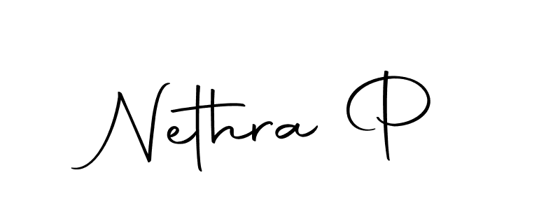 Autography-DOLnW is a professional signature style that is perfect for those who want to add a touch of class to their signature. It is also a great choice for those who want to make their signature more unique. Get Nethra P name to fancy signature for free. Nethra P signature style 10 images and pictures png