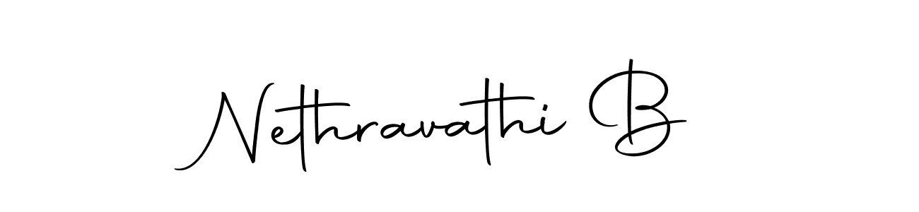 The best way (Autography-DOLnW) to make a short signature is to pick only two or three words in your name. The name Nethravathi B include a total of six letters. For converting this name. Nethravathi B signature style 10 images and pictures png
