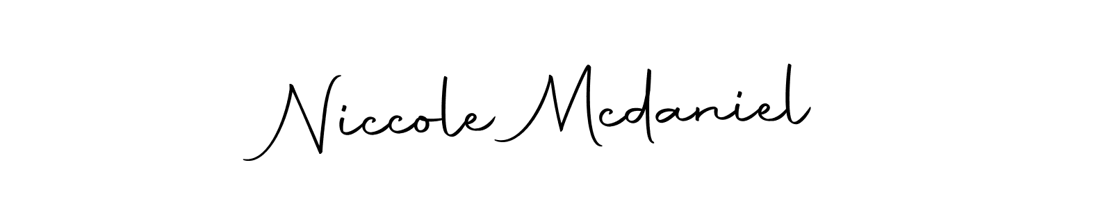 How to make Niccole Mcdaniel name signature. Use Autography-DOLnW style for creating short signs online. This is the latest handwritten sign. Niccole Mcdaniel signature style 10 images and pictures png