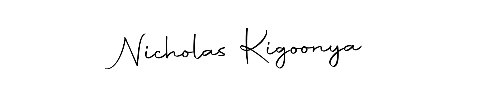 How to make Nicholas Kigoonya name signature. Use Autography-DOLnW style for creating short signs online. This is the latest handwritten sign. Nicholas Kigoonya signature style 10 images and pictures png