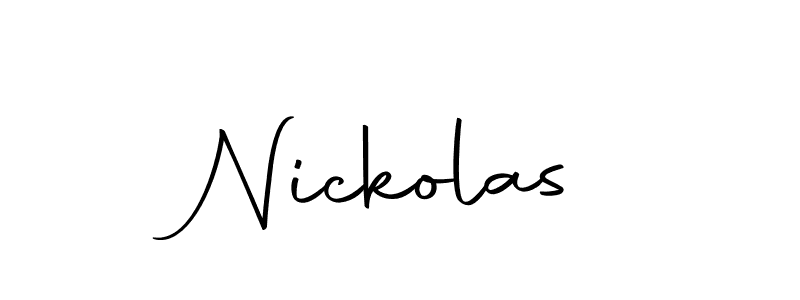 How to make Nickolas name signature. Use Autography-DOLnW style for creating short signs online. This is the latest handwritten sign. Nickolas signature style 10 images and pictures png