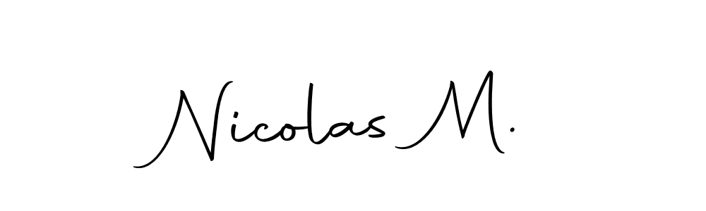 How to make Nicolas M. name signature. Use Autography-DOLnW style for creating short signs online. This is the latest handwritten sign. Nicolas M. signature style 10 images and pictures png