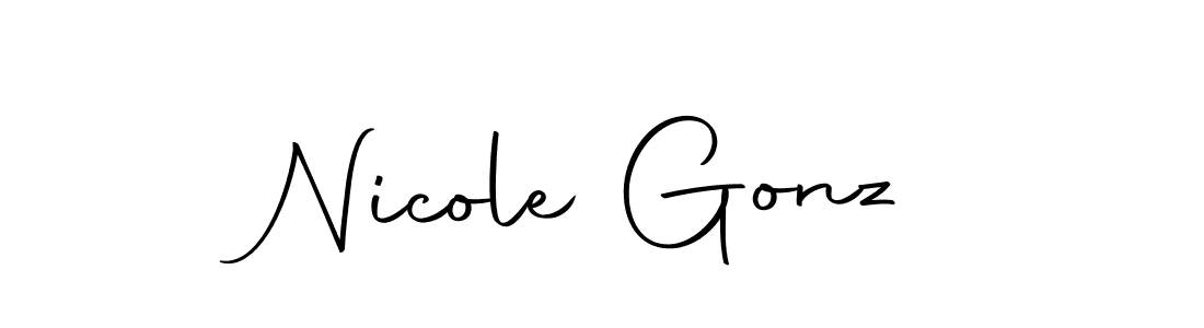 How to make Nicole Gonz name signature. Use Autography-DOLnW style for creating short signs online. This is the latest handwritten sign. Nicole Gonz signature style 10 images and pictures png