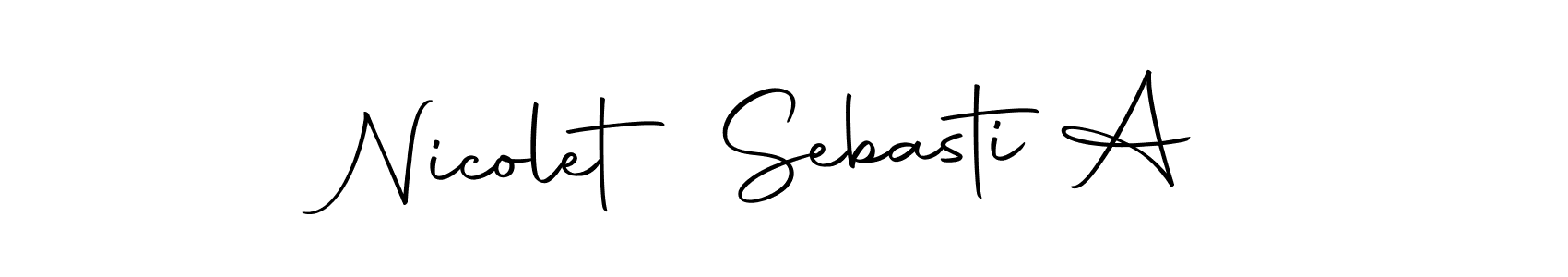 How to make Nicolet Sebasti A name signature. Use Autography-DOLnW style for creating short signs online. This is the latest handwritten sign. Nicolet Sebasti A signature style 10 images and pictures png