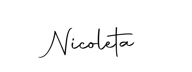 Autography-DOLnW is a professional signature style that is perfect for those who want to add a touch of class to their signature. It is also a great choice for those who want to make their signature more unique. Get Nicoleta name to fancy signature for free. Nicoleta signature style 10 images and pictures png