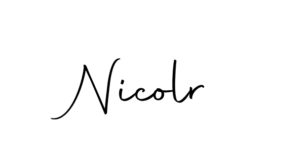 How to make Nicolr name signature. Use Autography-DOLnW style for creating short signs online. This is the latest handwritten sign. Nicolr signature style 10 images and pictures png