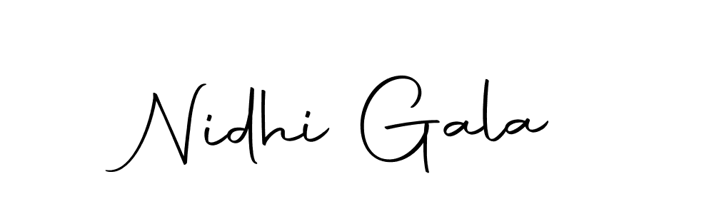 How to make Nidhi Gala name signature. Use Autography-DOLnW style for creating short signs online. This is the latest handwritten sign. Nidhi Gala signature style 10 images and pictures png