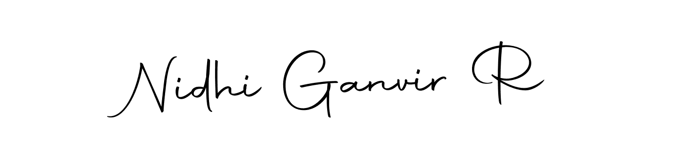 Nidhi Ganvir R stylish signature style. Best Handwritten Sign (Autography-DOLnW) for my name. Handwritten Signature Collection Ideas for my name Nidhi Ganvir R. Nidhi Ganvir R signature style 10 images and pictures png
