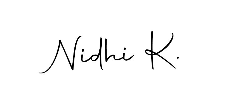 Create a beautiful signature design for name Nidhi K.. With this signature (Autography-DOLnW) fonts, you can make a handwritten signature for free. Nidhi K. signature style 10 images and pictures png