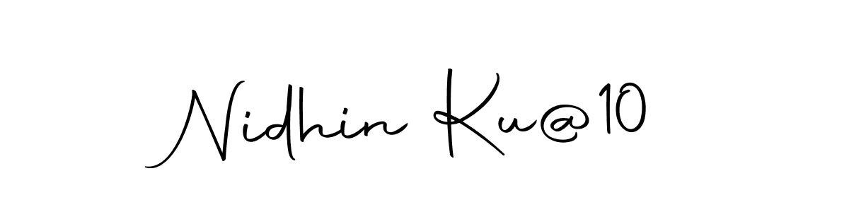 How to make Nidhin Ku@10 name signature. Use Autography-DOLnW style for creating short signs online. This is the latest handwritten sign. Nidhin Ku@10 signature style 10 images and pictures png