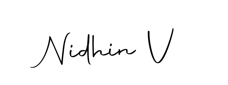if you are searching for the best signature style for your name Nidhin V. so please give up your signature search. here we have designed multiple signature styles  using Autography-DOLnW. Nidhin V signature style 10 images and pictures png
