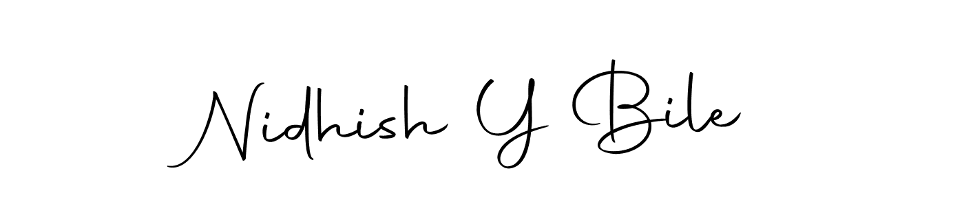 Autography-DOLnW is a professional signature style that is perfect for those who want to add a touch of class to their signature. It is also a great choice for those who want to make their signature more unique. Get Nidhish Y Bile name to fancy signature for free. Nidhish Y Bile signature style 10 images and pictures png