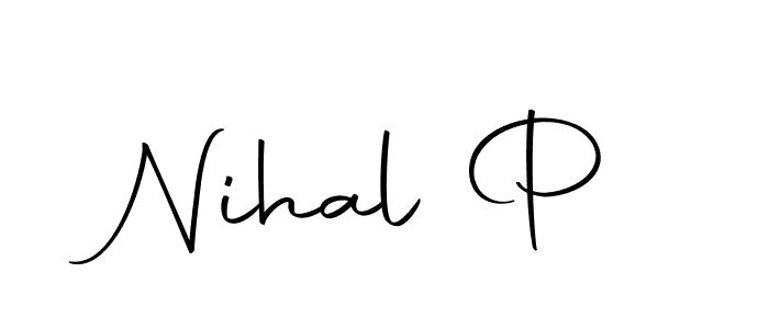 Use a signature maker to create a handwritten signature online. With this signature software, you can design (Autography-DOLnW) your own signature for name Nihal P. Nihal P signature style 10 images and pictures png