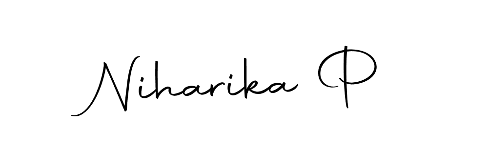 Use a signature maker to create a handwritten signature online. With this signature software, you can design (Autography-DOLnW) your own signature for name Niharika P. Niharika P signature style 10 images and pictures png