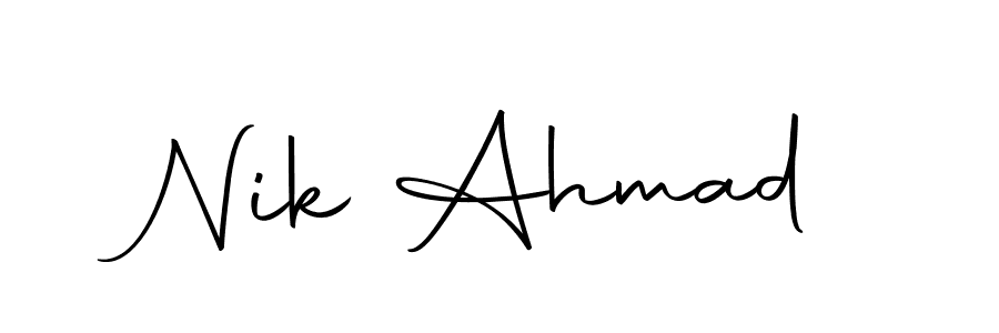 Similarly Autography-DOLnW is the best handwritten signature design. Signature creator online .You can use it as an online autograph creator for name Nik Ahmad. Nik Ahmad signature style 10 images and pictures png