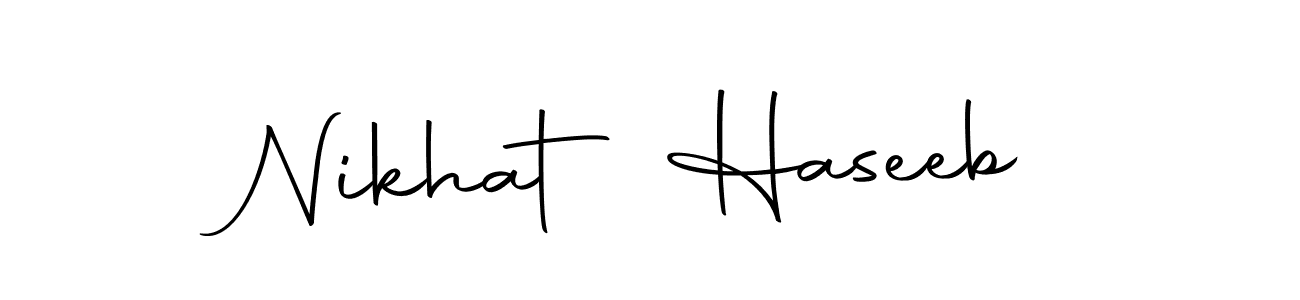 How to make Nikhat Haseeb name signature. Use Autography-DOLnW style for creating short signs online. This is the latest handwritten sign. Nikhat Haseeb signature style 10 images and pictures png