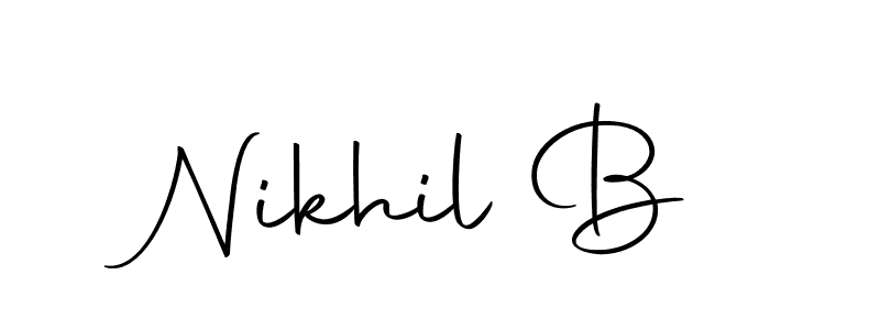 How to make Nikhil B name signature. Use Autography-DOLnW style for creating short signs online. This is the latest handwritten sign. Nikhil B signature style 10 images and pictures png