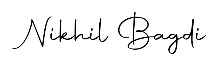 A stylish, flowing autograph style designed for name Nikhil Bagdi using Autography-DOLnW typography. Perfect for digital creative projects. Nikhil Bagdi signature style 10 images and pictures png