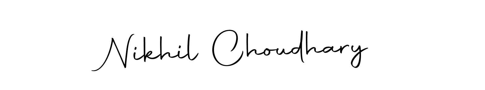 How to make Nikhil Choudhary name signature. Use Autography-DOLnW style for creating short signs online. This is the latest handwritten sign. Nikhil Choudhary signature style 10 images and pictures png