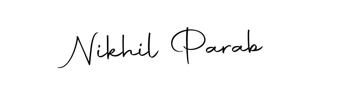 How to make Nikhil Parab name signature. Use Autography-DOLnW style for creating short signs online. This is the latest handwritten sign. Nikhil Parab signature style 10 images and pictures png