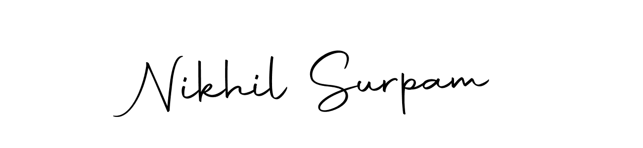 How to make Nikhil Surpam name signature. Use Autography-DOLnW style for creating short signs online. This is the latest handwritten sign. Nikhil Surpam signature style 10 images and pictures png