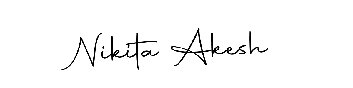 How to make Nikita Akesh name signature. Use Autography-DOLnW style for creating short signs online. This is the latest handwritten sign. Nikita Akesh signature style 10 images and pictures png