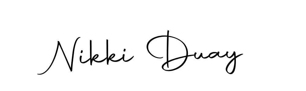 Create a beautiful signature design for name Nikki Duay. With this signature (Autography-DOLnW) fonts, you can make a handwritten signature for free. Nikki Duay signature style 10 images and pictures png