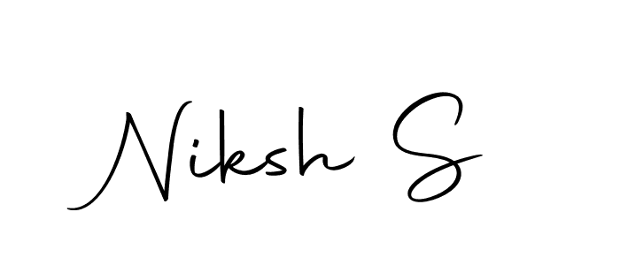 if you are searching for the best signature style for your name Niksh S. so please give up your signature search. here we have designed multiple signature styles  using Autography-DOLnW. Niksh S signature style 10 images and pictures png
