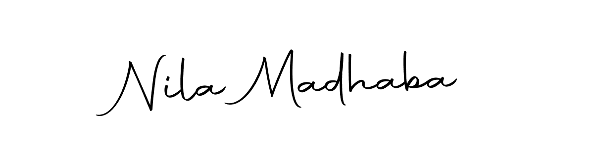 How to make Nila Madhaba name signature. Use Autography-DOLnW style for creating short signs online. This is the latest handwritten sign. Nila Madhaba signature style 10 images and pictures png