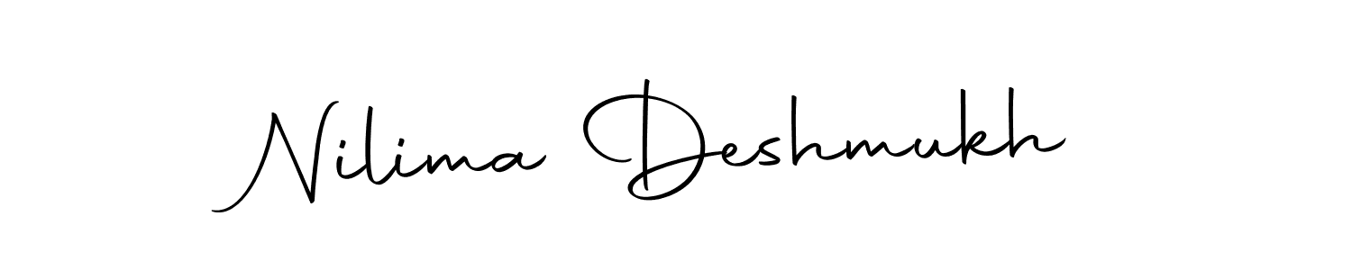 How to make Nilima Deshmukh name signature. Use Autography-DOLnW style for creating short signs online. This is the latest handwritten sign. Nilima Deshmukh signature style 10 images and pictures png