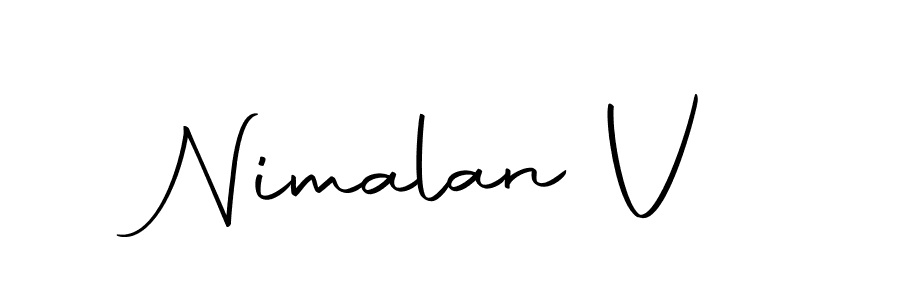Use a signature maker to create a handwritten signature online. With this signature software, you can design (Autography-DOLnW) your own signature for name Nimalan V. Nimalan V signature style 10 images and pictures png