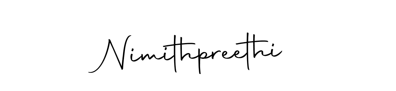 Create a beautiful signature design for name Nimithpreethi. With this signature (Autography-DOLnW) fonts, you can make a handwritten signature for free. Nimithpreethi signature style 10 images and pictures png