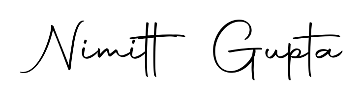 The Autography-DOLnW typeface gives name Nimitt Gupta a refined look. Suitable for certificates, diplomas, and official verification. Nimitt Gupta signature style 10 images and pictures png