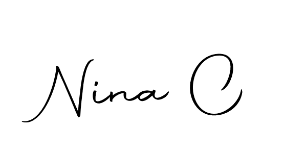 How to make Nina C name signature. Use Autography-DOLnW style for creating short signs online. This is the latest handwritten sign. Nina C signature style 10 images and pictures png