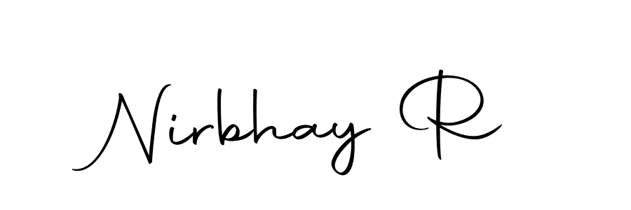 Autography-DOLnW is a professional signature style that is perfect for those who want to add a touch of class to their signature. It is also a great choice for those who want to make their signature more unique. Get Nirbhay R name to fancy signature for free. Nirbhay R signature style 10 images and pictures png